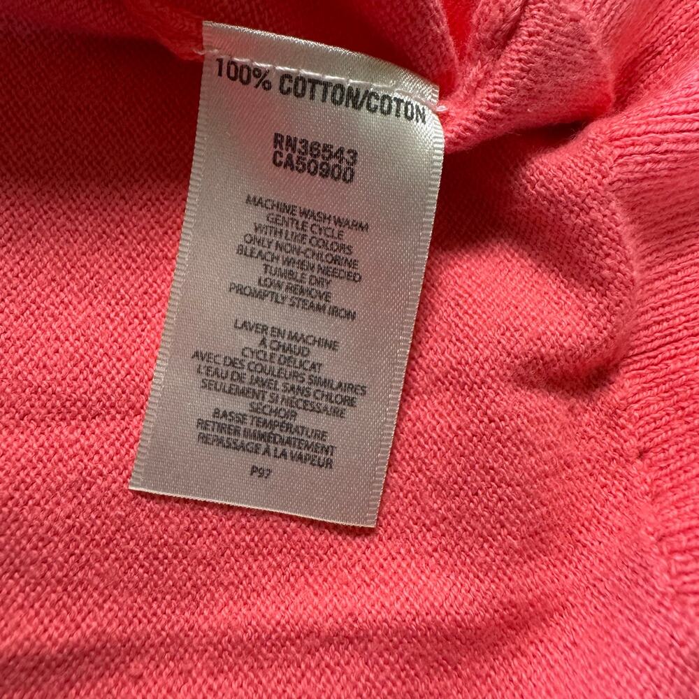 Van Heusen Studio Cardigan Sweater Womens Medium Pink Cotton Button Up - Picture 4 of 7
